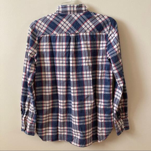 J. Crew Factory Plaid Popover Blouse XXS - Picture 2 of 9